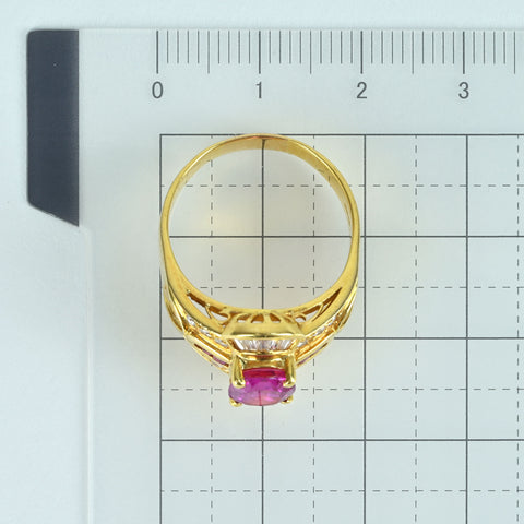 【中古】K18YG PURPLE SPPHIRE RING パープルサファイアリング PS1.56ct PS0.10ct D0.70ct CGLソーティング 7.2g #15