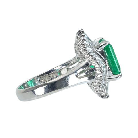 【中古】PT900 EMERALDコロンビア産エメラルドリング E2.765ct D0.74ct GIA鑑別書 7.9g ＃9