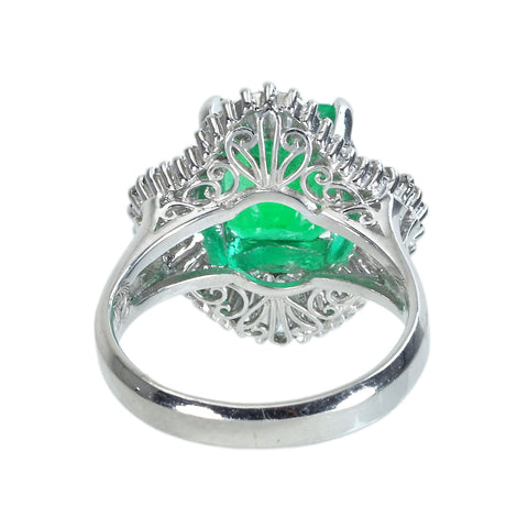 【中古】PT900 EMERALDコロンビア産エメラルドリング E2.765ct D0.74ct GIA鑑別書 7.9g ＃9