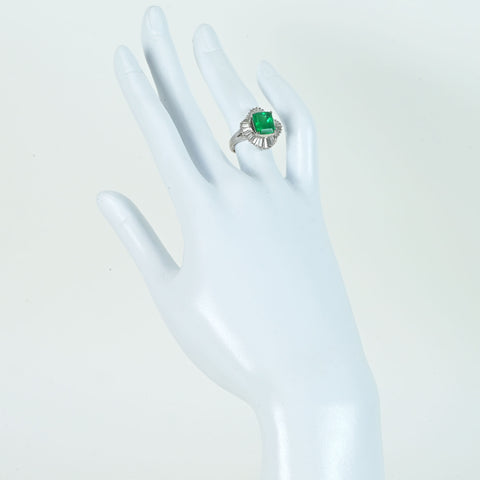 【中古】PT900 EMERALDコロンビア産エメラルドリング E2.765ct D0.74ct GIA鑑別書 7.9g ＃9