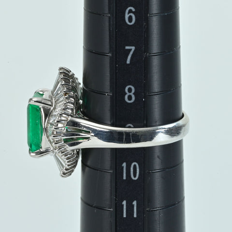 【中古】PT900 EMERALDコロンビア産エメラルドリング E2.765ct D0.74ct GIA鑑別書 7.9g ＃9