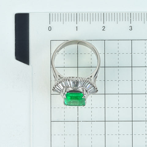 【中古】PT900 EMERALDコロンビア産エメラルドリング E2.765ct D0.74ct GIA鑑別書 7.9g ＃9