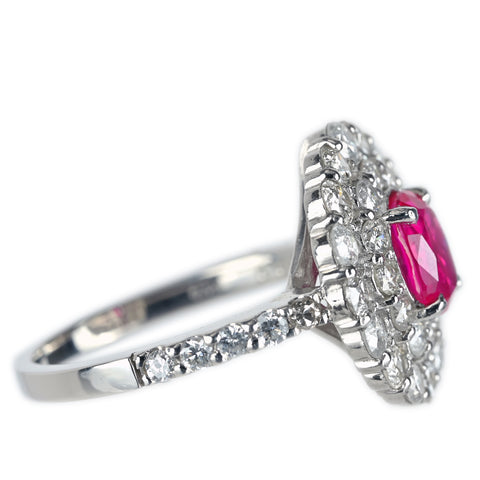 【中古】PT900 RUBYルビーリング ミャンマー産 R1.32ct D1.61ct GIA鑑別書付き 6.9g #13