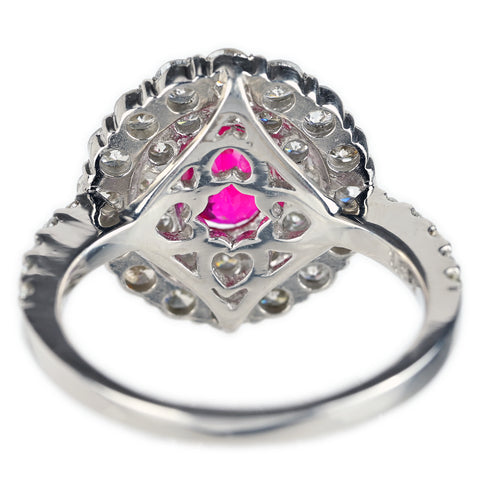 【中古】PT900 RUBYルビーリング ミャンマー産 R1.32ct D1.61ct GIA鑑別書付き 6.9g #13