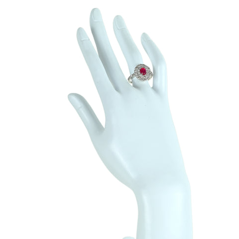 【中古】PT900 RUBYルビーリング ミャンマー産 R1.32ct D1.61ct GIA鑑別書付き 6.9g #13