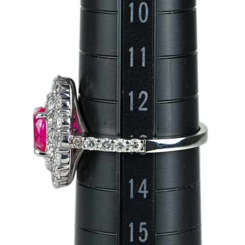 【中古】PT900 RUBYルビーリング ミャンマー産 R1.32ct D1.61ct GIA鑑別書付き 6.9g #13