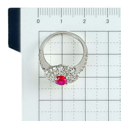 【中古】PT900 RUBYルビーリング ミャンマー産 R1.32ct D1.61ct GIA鑑別書付き 6.9g #13