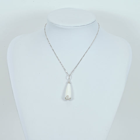 【中古】K18WG CHALCEDONYカルセドニーペンダントネックレス C21.90ct D0.28ct 7.6g