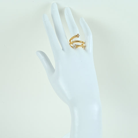 【中古】K18YG DIAMOND ダイヤモンドリング D0.53ct D0.24ct 11.2g #15.5