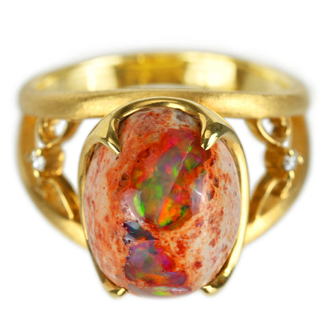 【中古】 K18YG OPAL カンテラオパールリング OP6.47ct D0.04ct 8.2g #14