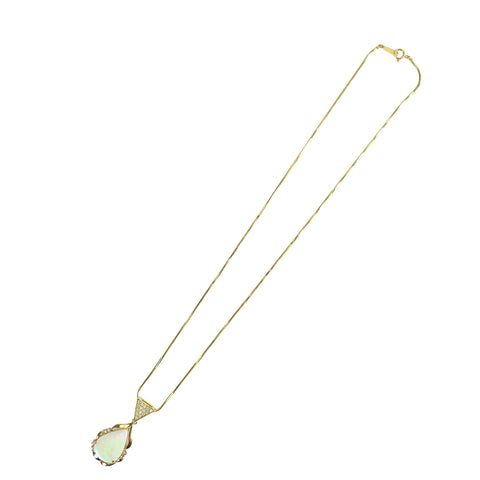 【中古】K18YG OPALオパールペンダントネックレス D0.30ct 12.9g