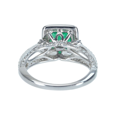 【中古】K18WG EMERALD エメラルドリング E1.72ct D0.71ct 4.8g #12