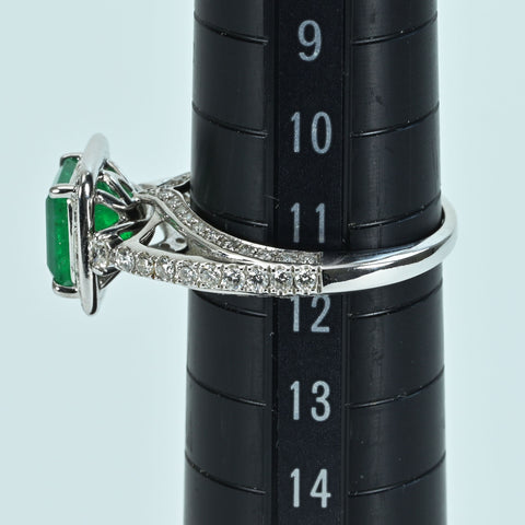 【中古】K18WG EMERALD エメラルドリング E1.72ct D0.71ct 4.8g #12