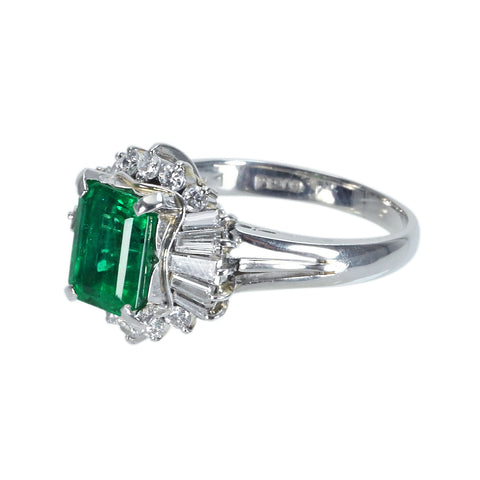 [Used] PT900 Emerald Ring, E1.80ct, Diamond 0.71ct, 7.3g, #12 