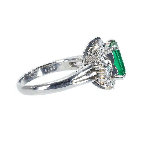 [Used] PT900 Emerald Ring, E1.80ct, Diamond 0.71ct, 7.3g, #12 