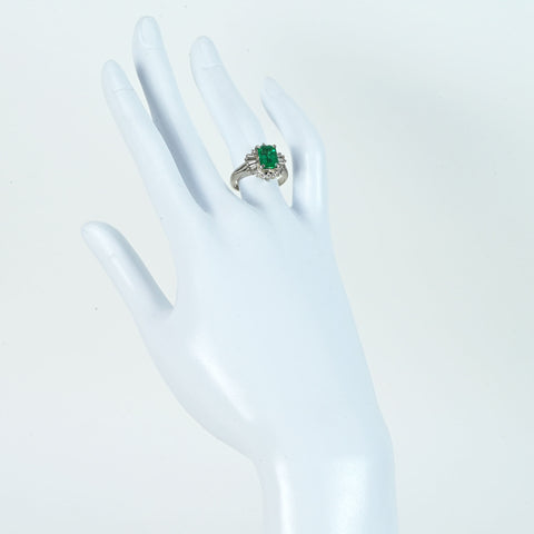 [Used] PT900 Emerald Ring, E1.80ct, Diamond 0.71ct, 7.3g, #12 