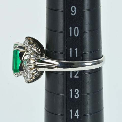 [Used] PT900 Emerald Ring, E1.80ct, Diamond 0.71ct, 7.3g, #12 