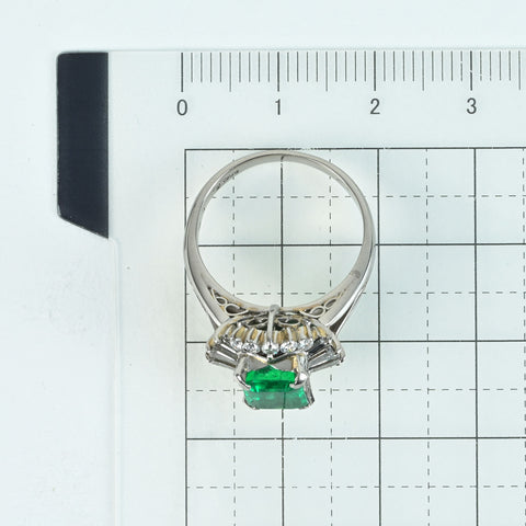 [Used] PT900 Emerald Ring, E1.80ct, Diamond 0.71ct, 7.3g, #12 