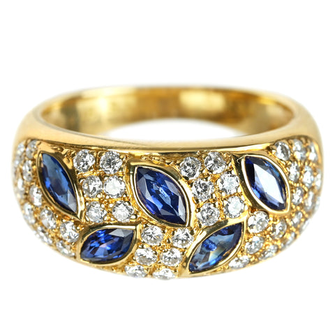 【中古】K18YG SAPPHIRE サファイアリング S1.00ct D0.94ct 7.0g #14.5