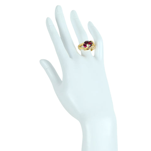 【中古】菊池伊佐子デザイン K18YG GARNET ガーネットリング D0.19 GRJソーティング 11.1g #12