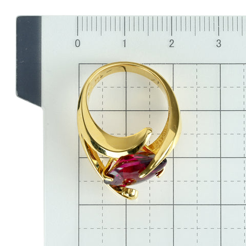 【中古】菊池伊佐子デザイン K18YG GARNET ガーネットリング D0.19 GRJソーティング 11.1g #12