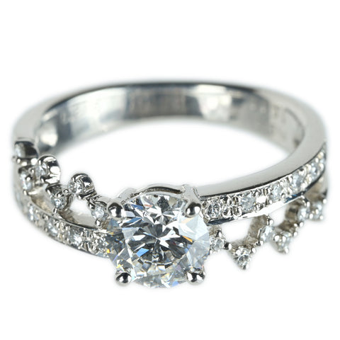 【中古】PT900 ダイヤモンドリング 1.002ct D VS1 Excellent D0.215ct 中央宝石研究所ソーティング #12 5.6g