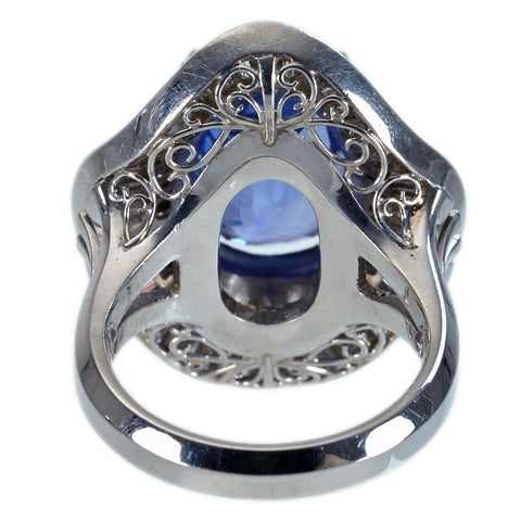 Pre-owned PT900 No Heat Sapphire Ring, Sri Lankan Unheated Sapphire, 10.40ct, D2.91ct, GRS Certificate, 19.8g, #12.5 