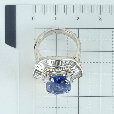 Pre-owned PT900 No Heat Sapphire Ring, Sri Lankan Unheated Sapphire, 10.40ct, D2.91ct, GRS Certificate, 19.8g, #12.5 