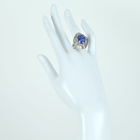 Pre-owned PT900 No Heat Sapphire Ring, Sri Lankan Unheated Sapphire, 10.40ct, D2.91ct, GRS Certificate, 19.8g, #12.5 