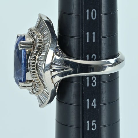 Pre-owned PT900 No Heat Sapphire Ring, Sri Lankan Unheated Sapphire, 10.40ct, D2.91ct, GRS Certificate, 19.8g, #12.5 