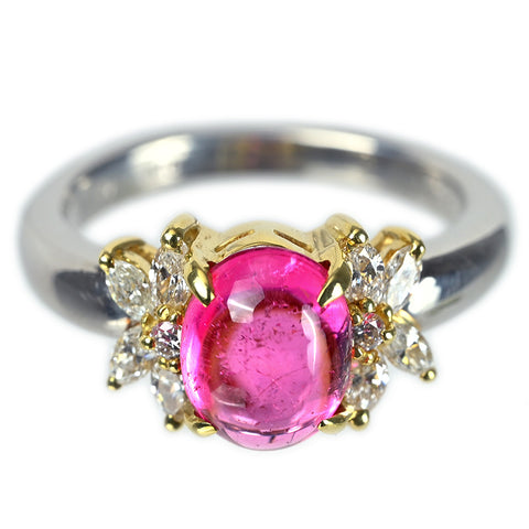 【中古】PT900/K18YG TOURMALINE ピンクトルマリンリング T1.86ct D0.41ct #10 6.0g