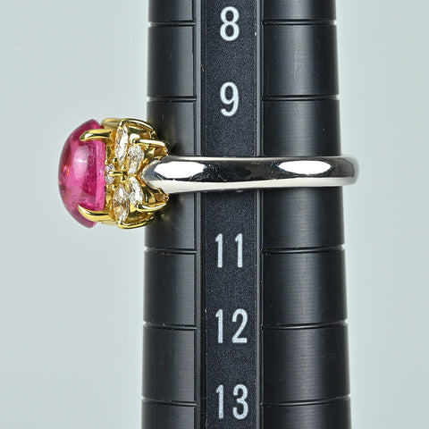 【中古】PT900/K18YG TOURMALINE ピンクトルマリンリング T1.86ct D0.41ct #10 6.0g