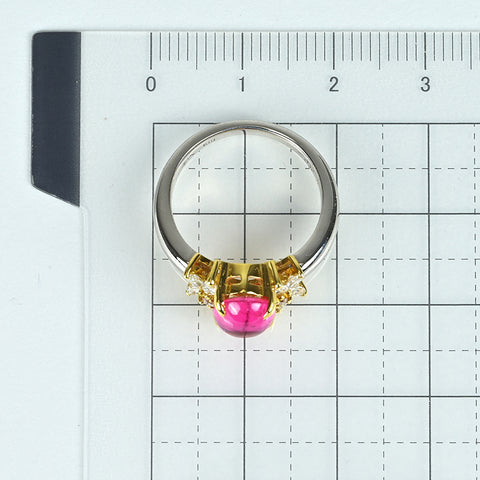 【中古】PT900/K18YG TOURMALINE ピンクトルマリンリング T1.86ct D0.41ct #10 6.0g