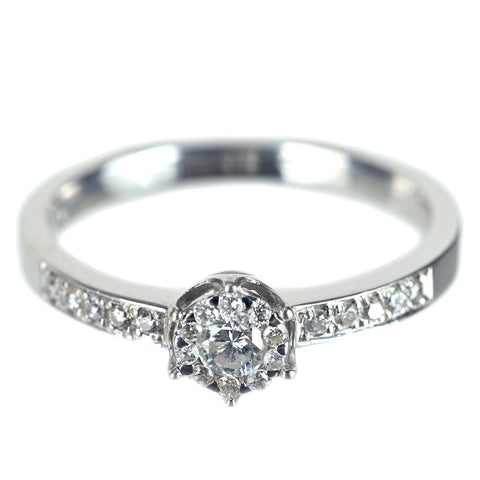 【中古】K18WG DIAMOND RING ダイヤモンドリング D0.22ct 2.6g #11.5