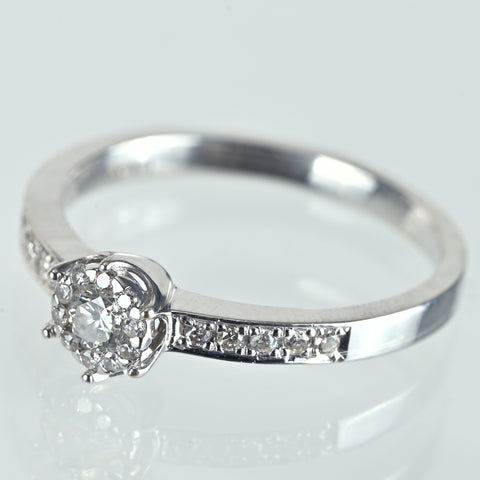 【中古】K18WG DIAMOND RING ダイヤモンドリング D0.22ct 2.6g #11.5