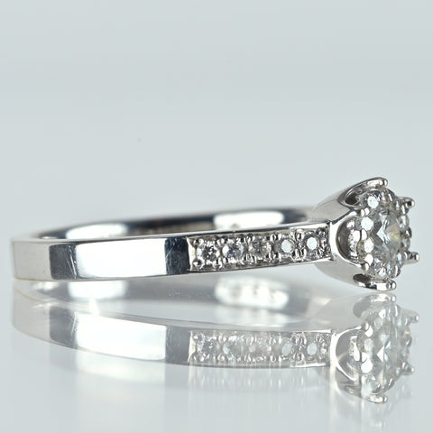 【中古】K18WG DIAMOND RING ダイヤモンドリング D0.22ct 2.6g #11.5