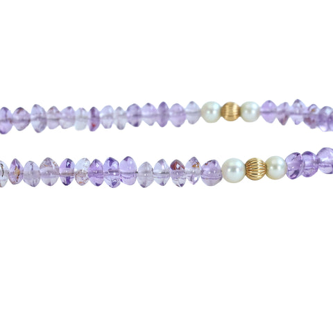 【中古】K18YG/メッキ アメジスト パール ネックレス 11.7ｇ