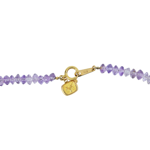 【中古】K18YG/メッキ アメジスト パール ネックレス 11.7ｇ