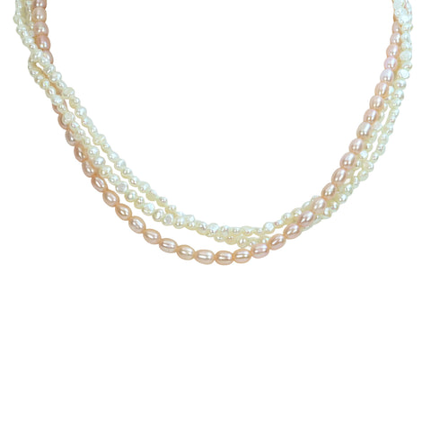 【中古】 Fresh Water Pearl 淡水パール 3連ネックレス 23.4g