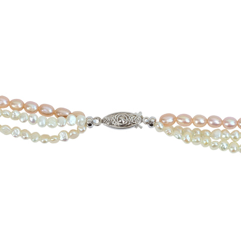 【中古】 Fresh Water Pearl 淡水パール 3連ネックレス 23.4g