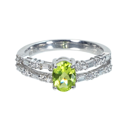 【中古】K18WG CHRYSOBERYLクリソベリルリング C0.808ct D0.35ct  4.5g #14