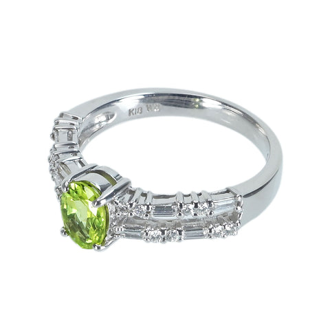 【中古】K18WG CHRYSOBERYLクリソベリルリング C0.808ct D0.35ct  4.5g #14