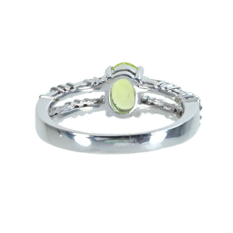 【中古】K18WG CHRYSOBERYLクリソベリルリング C0.808ct D0.35ct  4.5g #14