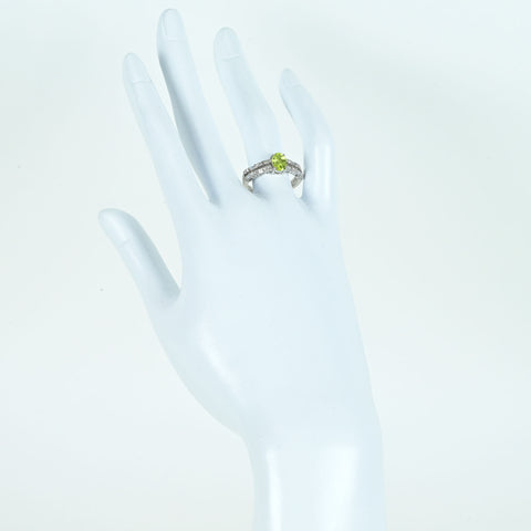 【中古】K18WG CHRYSOBERYLクリソベリルリング C0.808ct D0.35ct  4.5g #14