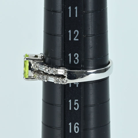 【中古】K18WG CHRYSOBERYLクリソベリルリング C0.808ct D0.35ct  4.5g #14