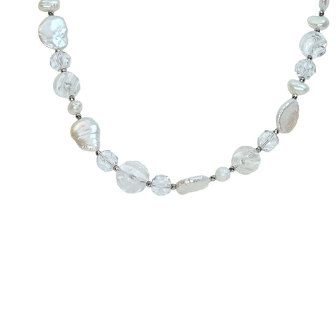 【中古】 PEARL＆QUARTZ 淡水パール＆水晶ネックレス 22.6g