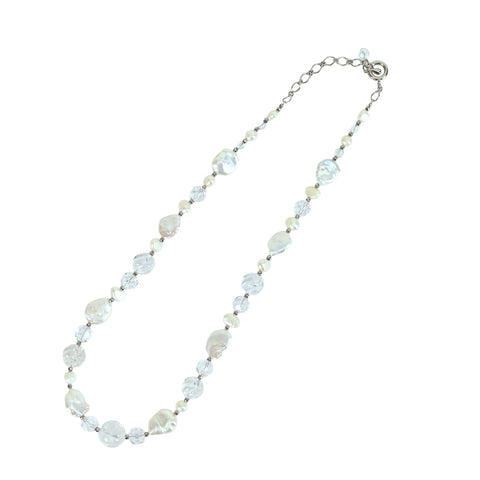 [Used] PEARL &amp; QUARTZ Freshwater Pearl &amp; Quartz Necklace 22.6g 