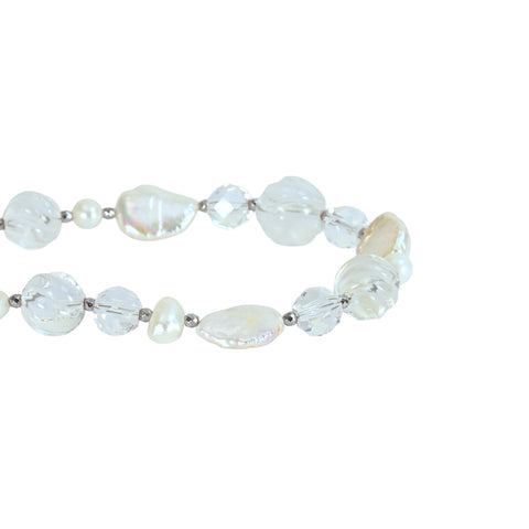 [Used] PEARL &amp; QUARTZ Freshwater Pearl &amp; Quartz Necklace 22.6g 