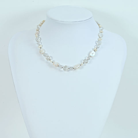 [Used] PEARL &amp; QUARTZ Freshwater Pearl &amp; Quartz Necklace 22.6g 