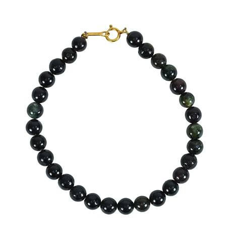 【中古】K18YG TOURMALINEブラックトルマリン丸玉ブレスレット 11.8g